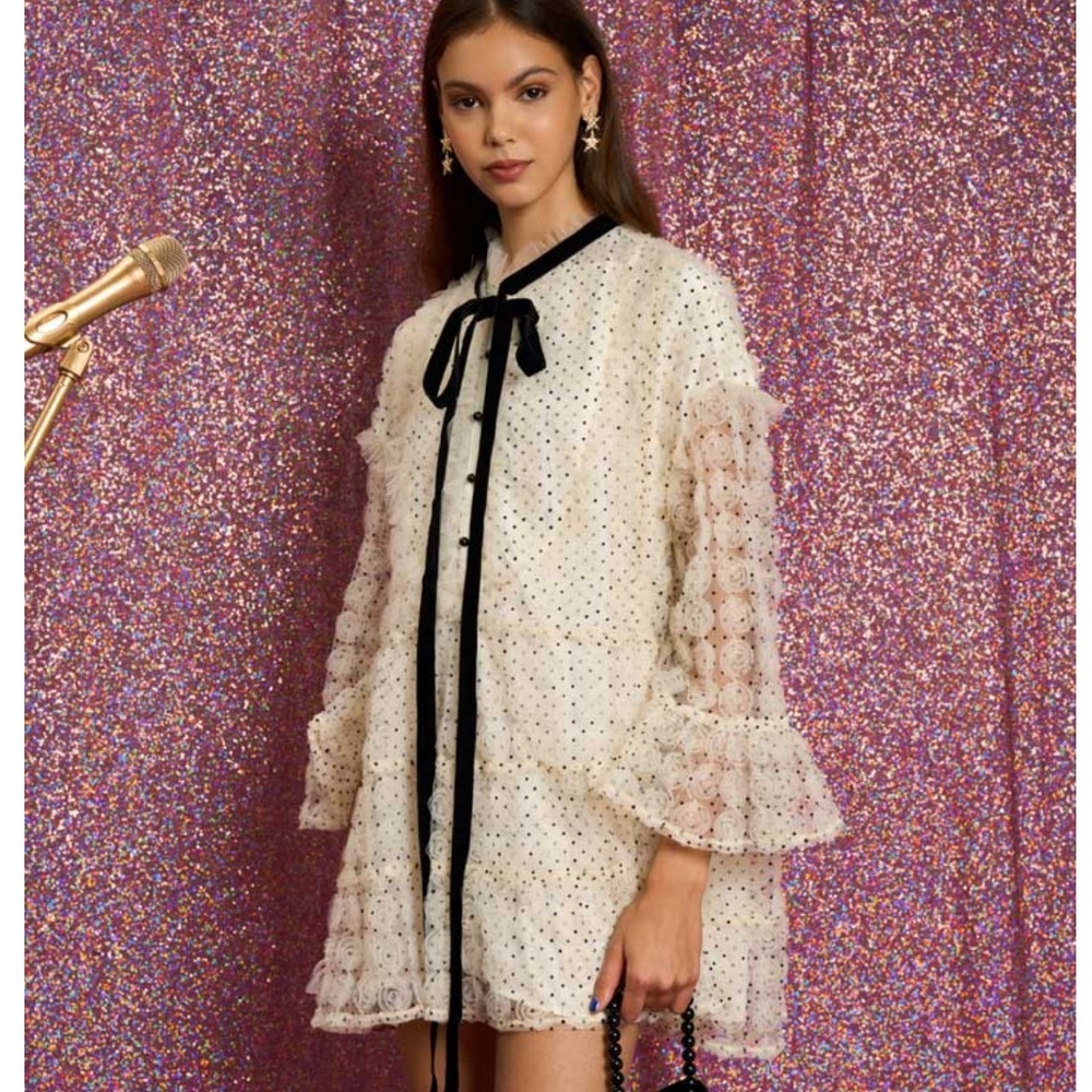 NWT sister Jane medallion rose tulle mini dress